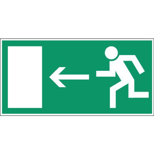 Schild für Evakuierung und Rettung - „Notausgang links“ - starr