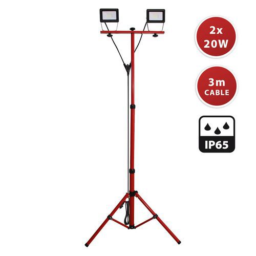Projecteurs 2x20W LED sur trépied avec câble 3m - Velamp