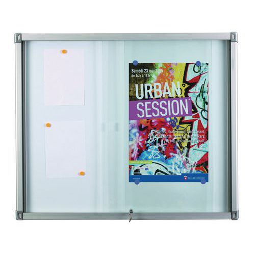 Innenvitrine Leaf - Aluminiumrückwand - Tür aus Sicherheitsglas