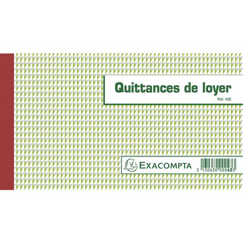 Block Quittances de loyer Exacompta - 12,5 x 21 cm - 50 Blatt dreifach - mit Durchschlag