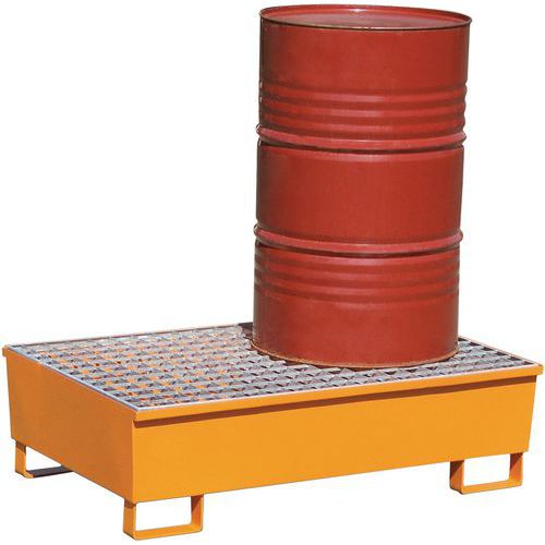 Konischer Auffangbehälter aus Stahl, 220 L - 2 Fässer - Manutan Expert
