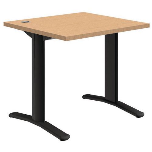 Gerader Schreibtisch Pure - Eiche/dunkelgrau - Verstellbares Untergestell