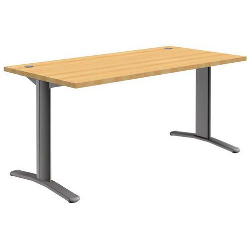 Rechteckiger Schreibtisch - Pure - Füße fest - Buche/Aluminium