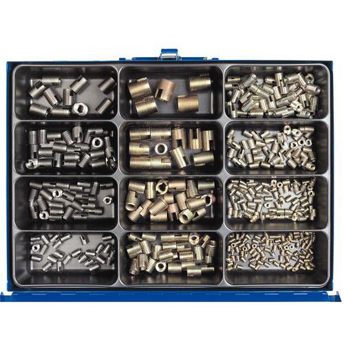 Coffret de douilles filetées autotaraudeuses type 320 - Acier et inox - 420 pièces Coffret de douilles filetées autotaraudeuses type 320 - Acier et inox - 420 pièces