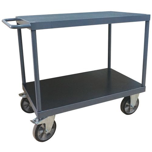 Servante acier avec 2 plateaux en bois - Charge 1200kg- Manutan Servante acier avec 2 plateaux en bois - Charge 1200kg- Manutan