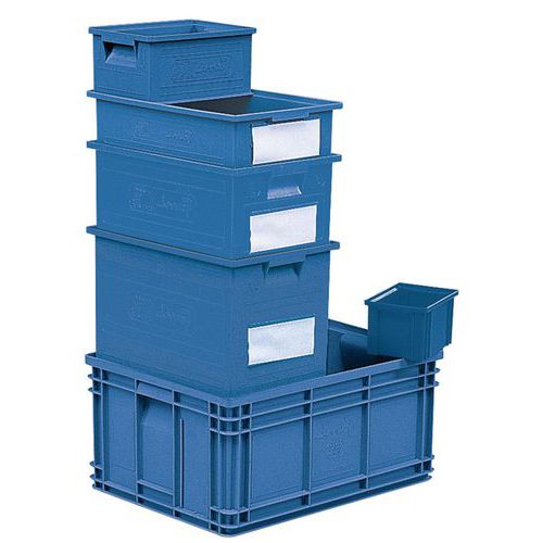 Stapelbarer Behälter - Blau - Länge 200 bis 630 mm - 3,6 bis 85 L