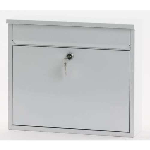 Wandbriefkasten, 11 L, Werkstoff: Edelstahl, Farbe: Weiß, Breite: 36 cm, Tiefe: 11 cm, Höhe: 31.5 cm