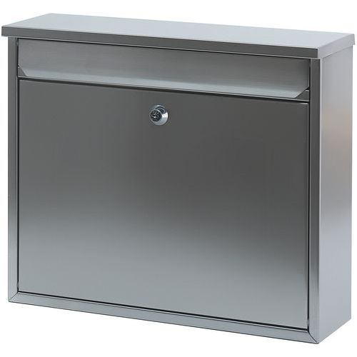 Wandbriefkasten, 11 L, Werkstoff: Edelstahl, Farbe: Grau, Breite: 36 cm, Tiefe: 11 cm, Höhe: 31.5 cm