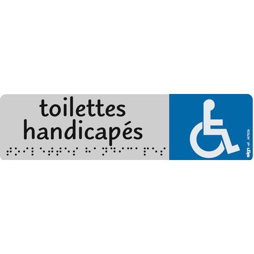 Hinweisschild mit Brailleschrift und Piktogramm 45 x 170 mm - Behindertentoilette