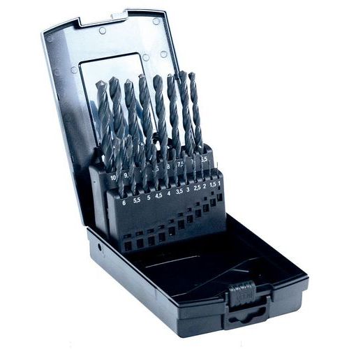 Coffret 19 forets cylindriques HSS laminés - Manutan