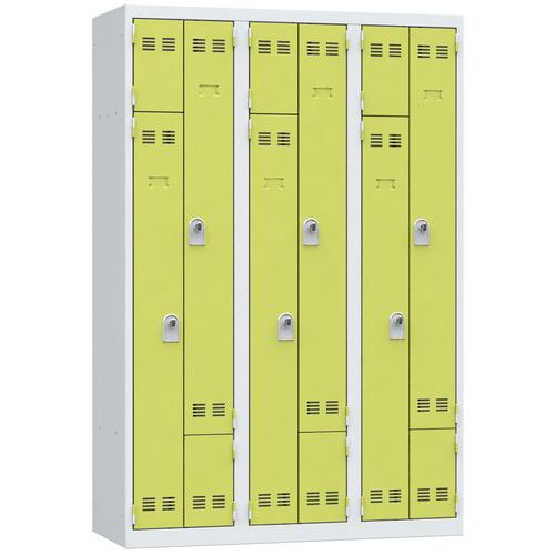 Platzsparender Spind in L-Form - 1 bis 3 Säulen - Breite 400 mm - Vinco