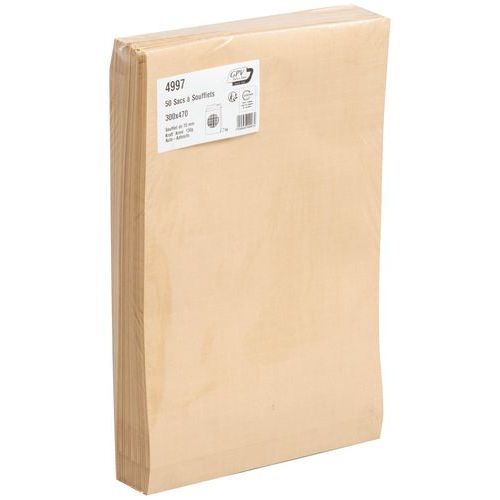 Versandtasche aus braunem Kraftpapier, 130 g - mit Faltboden - 50 Stück