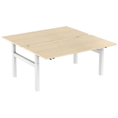 Ergonomischer gerader Schreibtisch Bench m. Kurbel und H-förmigem Untergestell, 2 Plätze - Kelli
