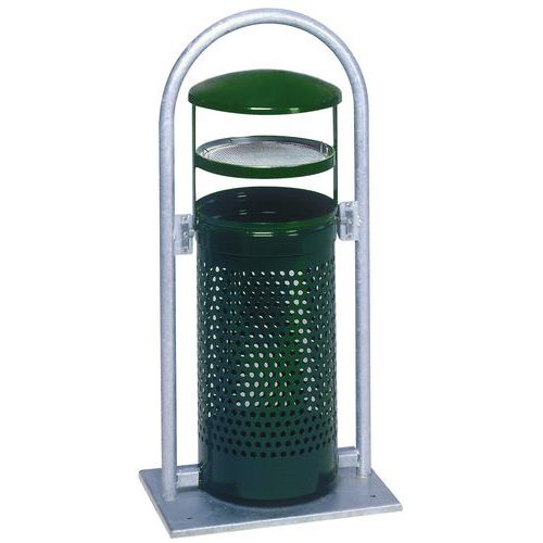 Abfallbehälter mit Rohrbogenhalter - verzinkt - 60 L