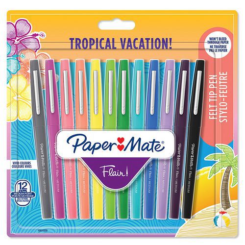 12 Filzstifte Flair® - verschiedene tropische Farben - Paper Mate®