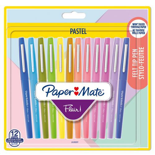 Boîte de 12 stylos feutre Flair® - assortis pastel - Paper Mate®