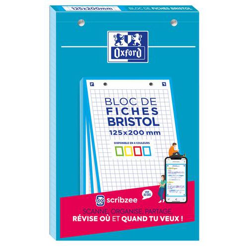 Bloc bristol Oxford 125x200 30 fiches perforees Q5/5 - Oxford