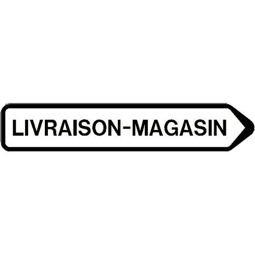 Panneau directionnel grande hauteur double message - Livraison-magasin - Longueur 1300 mm Panneau directionnel grande hauteur double message - Livraison-magasin - Longueur 1300 mm