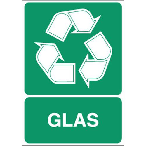 Hinweisschild für Mülltrennung - Glas