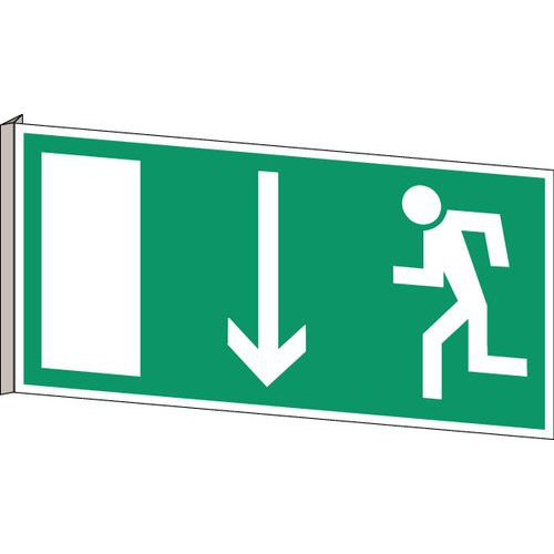 Schild für Evakuierung und Rettung - „Nooduitgang linksbeneden“ („Notausgang unten links“ auf Niederländisch) 