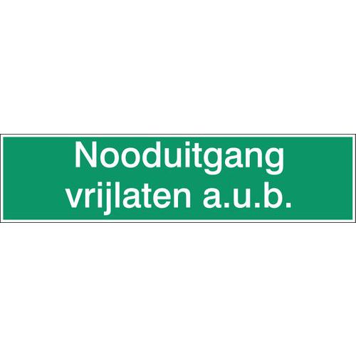 Schild für Evakuierung und Rettung - „Notausgang, bitte freihalten“ - starr