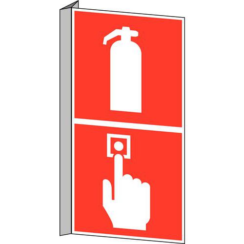 Panneau anti-incendie - Extincteur et bouton d'alarme d'incendie