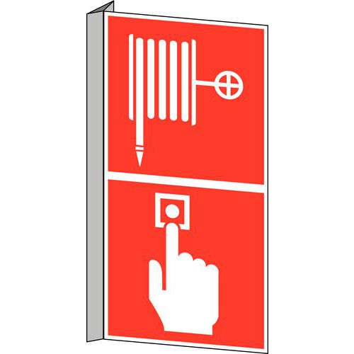Panneau anti-incendie - Lance et bouton d'alarme incendie - Rigide