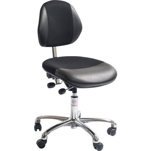 Werkstattstuhl DUO - Lederimitat und 3D-Stoff - Medium - Global Professional Seating