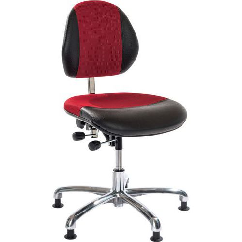 Werkstattstuhl DUO - Lederimitat und 3D-Stoff - Niedrig - Global Professional Seating
