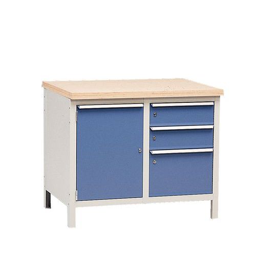 Établi sans plateau Modul 100 avec armoire et tiroirs Établi sans plateau Modul 100 avec armoire et tiroirs