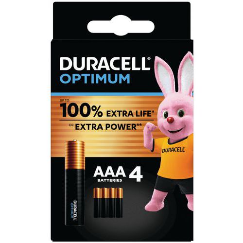 Alkali-Batterie Optimum AAA - 4 Stück - Duracell