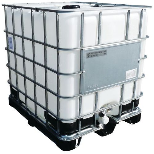 Transportbehälter 1000 L Unicube, Standardzulassung - Tank + Metall-Kunststoffpalette - Manutan
