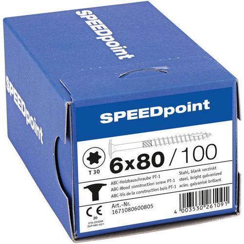 Packung mit 200 Holzbau-Tellerkopfschrauben TX Ø 6 mm – SpeedPoint