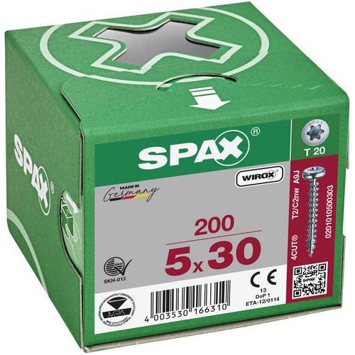 Packung mit 200 Rundkopf-Universalschrauben TX Ø 4 bis 5 mm – Spax Packung mit 200 Rundkopf-Universalschrauben TX Ø 4 bis 5 mm – Spax