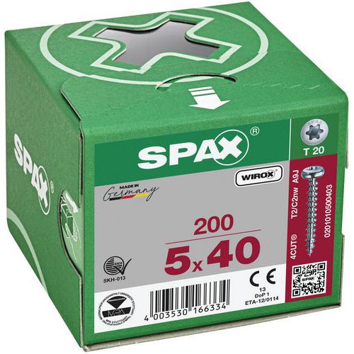 Packung mit 200 Rundkopf-Universalschrauben TX Ø 4 bis 5 mm – Spax
