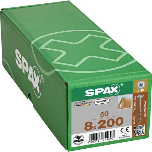 Packung mit 50 Holzbauschrauben Ø 8 mm mit Tellerkopf TX – Spax
