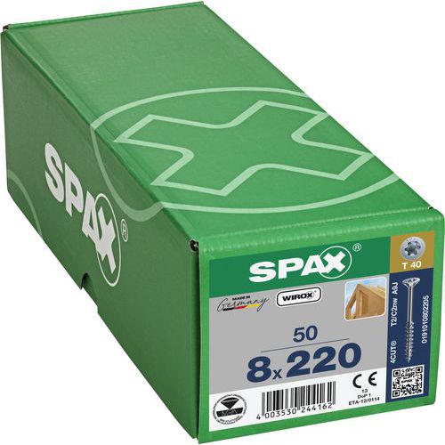 Packung mit 50 Senkkopf-Holzbauschrauben TX Ø 8 mm – Spax