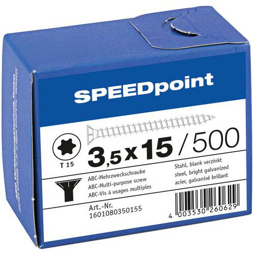Packung mit Senkkopf-Mehrzweckschrauben TX Ø von 3,5 bis 5 mm – SpeedPoint