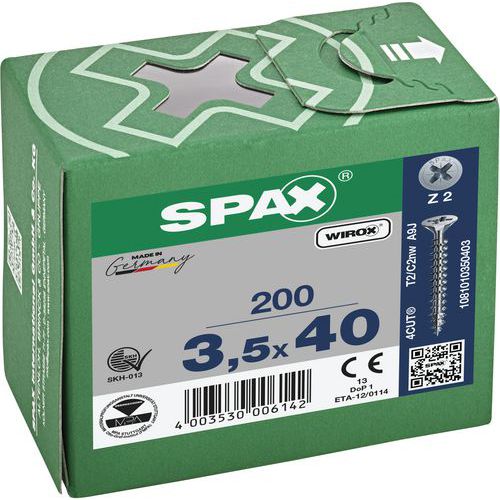 Boite de vis universelles à tête fraisée PZ Ø 3 à 5 mm - Spax