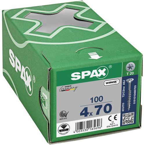 Boite de 100 vis universelles T-Star Plus à tête fraisée TX Ø - Spax