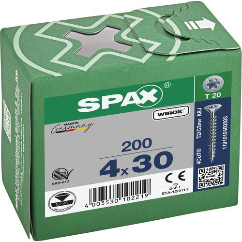 Packung mit 200 Senkkopf-Universalschrauben mit T-Star-Plus-Antrieb TX Ø – Spax