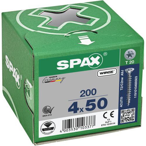 Packung mit 200 Senkkopf-Universalschrauben mit T-Star-Plus-Antrieb TX Ø – Spax