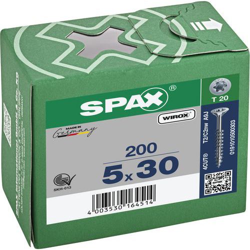 Packung mit 200 Senkkopf-Universalschrauben mit T-Star-Plus-Antrieb TX Ø – Spax