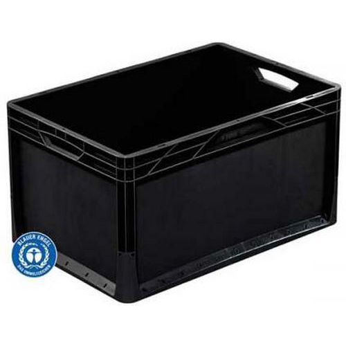 Bac plein euro-norme noir en polypropylène recyclé - H 120 à 320 mm