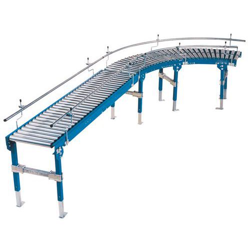 Courbe de convoyeur gravitaire TRS à rouleaux acier - Somefi