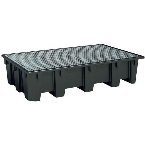Zweibehältrige Auffangpalette aus recyceltem Polyethylen - 1050 L Zweibehältrige Auffangpalette aus recyceltem Polyethylen - 1050 L