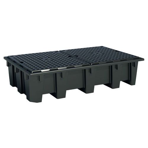 Zweibehältrige Auffangpalette aus recyceltem Polyethylen - 1050 L