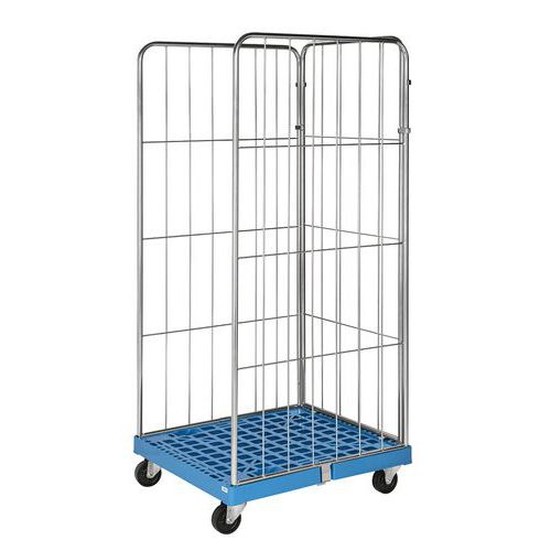 Roll-conteneur 3 cotés - base plastique - Capacité 400 kg Roll-conteneur 3 cotés - base plastique - Capacité 400 kg