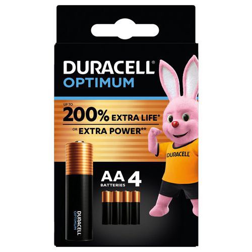 Pile Alcaline Optimum AA - 4 unités - Duracell