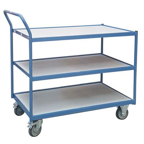 Chariot d'atelier 3 plateaux - Capacité 250 kg avec arceau de poussée - FIMM Chariot d'atelier 3 plateaux - Capacité 250 kg avec arceau de poussée - FIMM